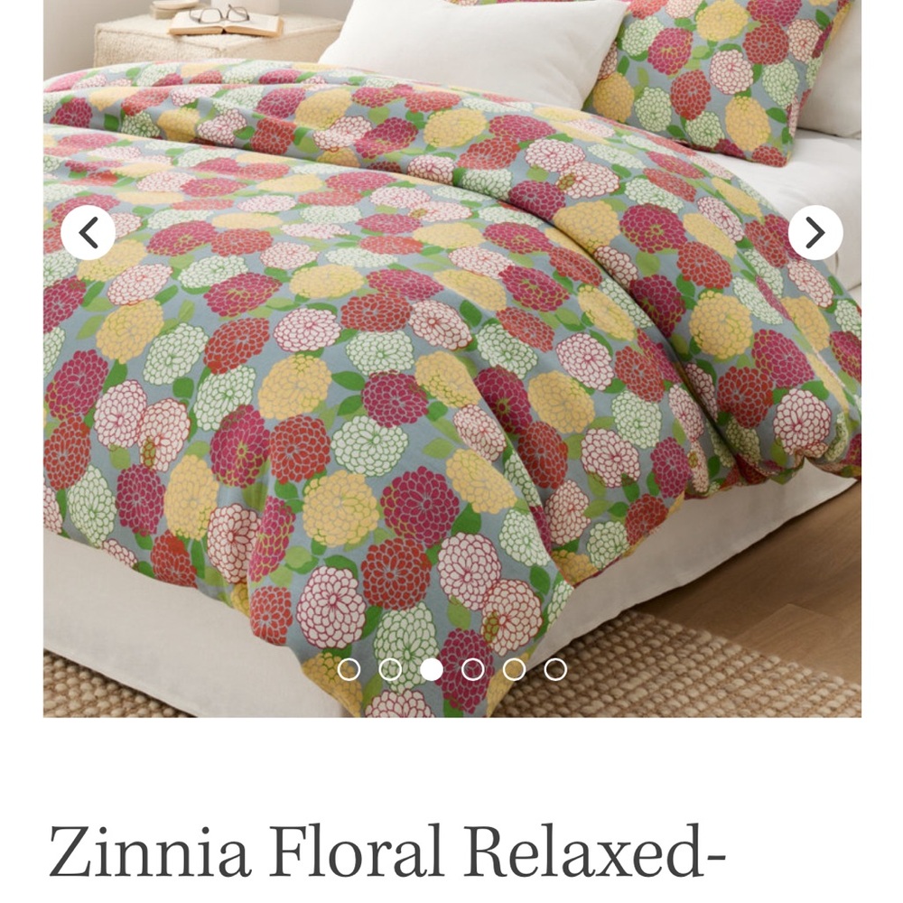 Queen size Zinnia linen duvet cover from Garnet Hill
